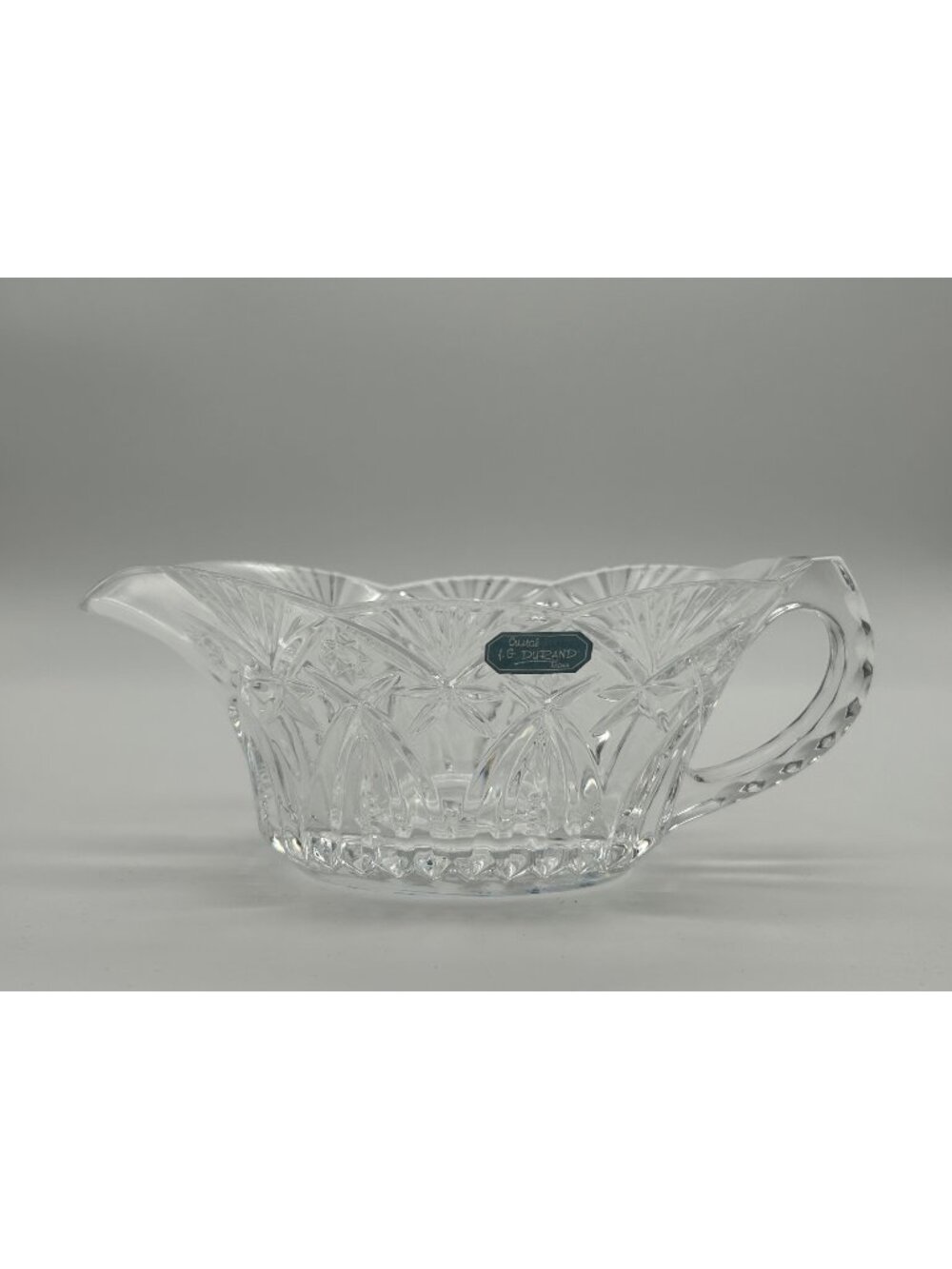 J. G. Durand France Crystal Vincennes Sauce Gravy Boat Elegant Fan & Starburst